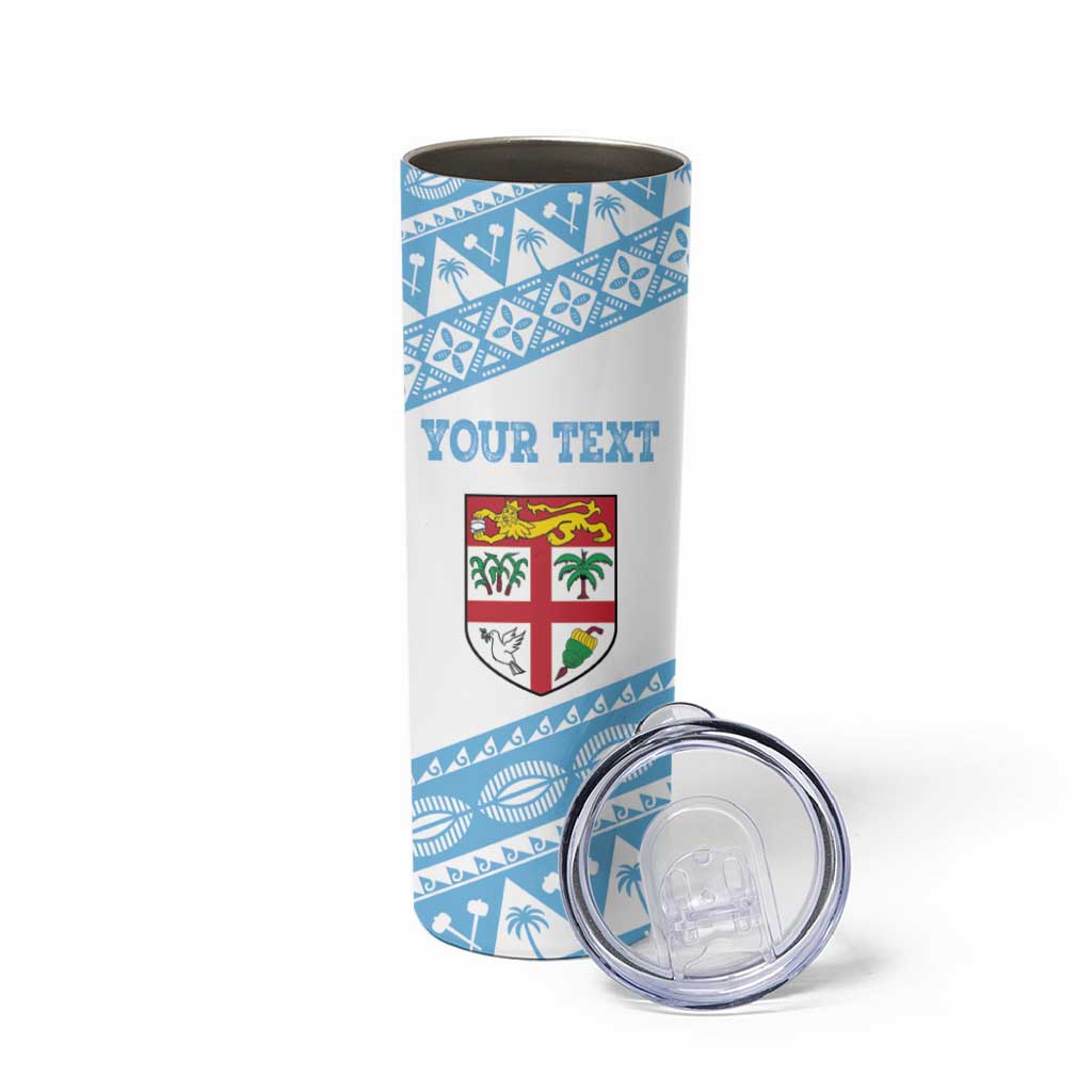 Fiji Rugby 2025 Custom Skinny Tumbler Fijian Tapa Toso Viti Toso - White
