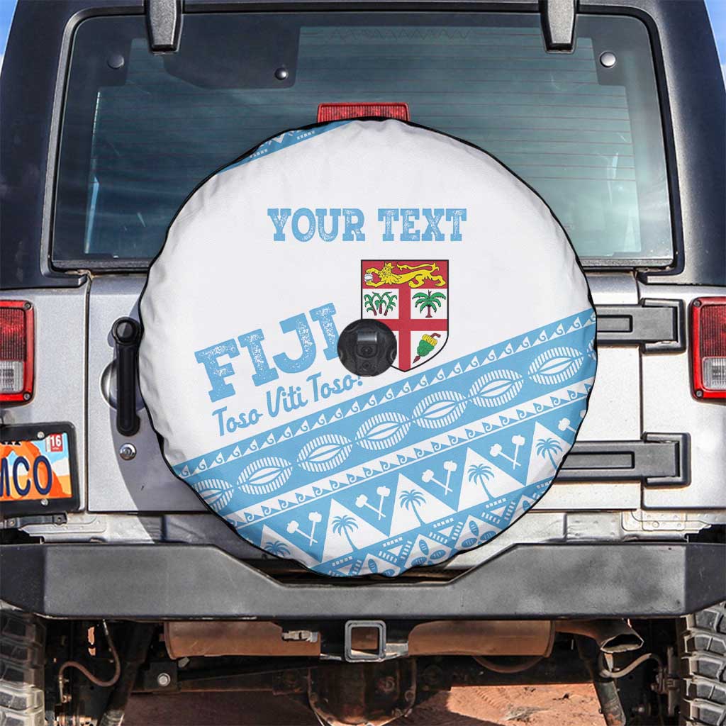 Fiji Rugby 2025 Custom Spare Tire Cover Fijian Tapa Toso Viti Toso - White LT14 White - Polynesian Pride