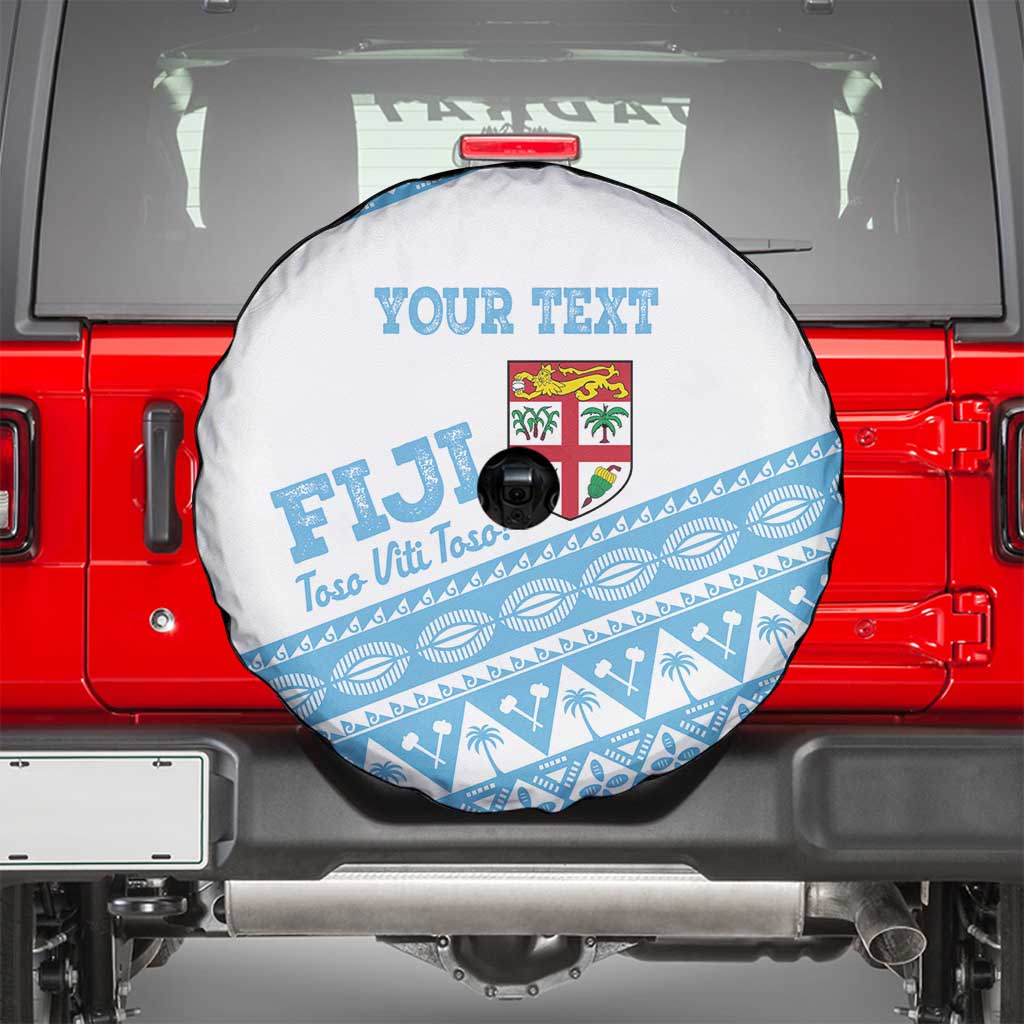 Fiji Rugby 2025 Custom Spare Tire Cover Fijian Tapa Toso Viti Toso - White LT14 - Polynesian Pride