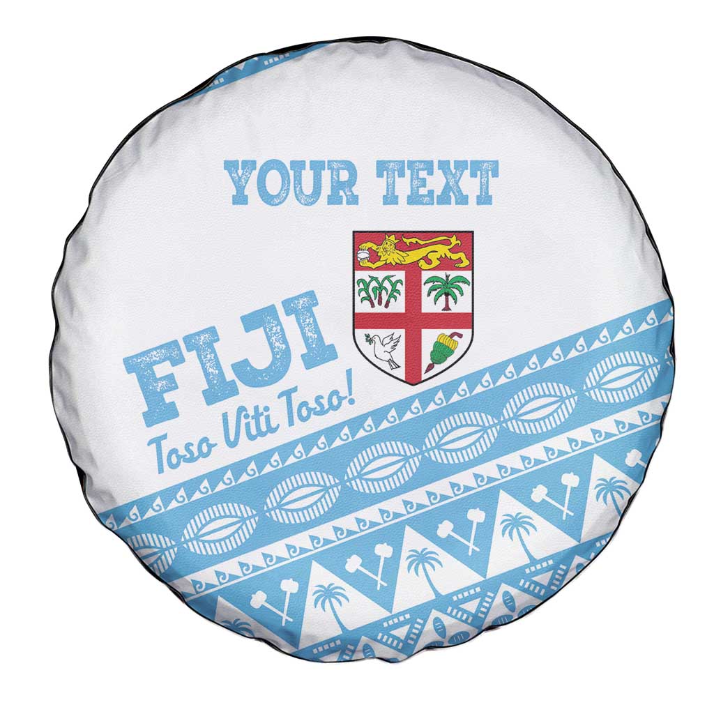 Fiji Rugby 2025 Custom Spare Tire Cover Fijian Tapa Toso Viti Toso - White LT14 - Polynesian Pride
