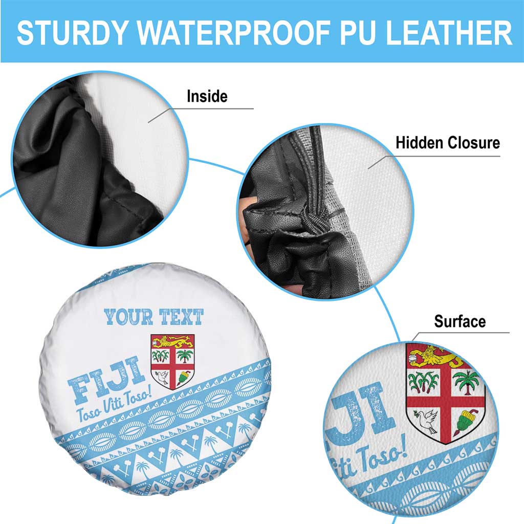 Fiji Rugby 2025 Custom Spare Tire Cover Fijian Tapa Toso Viti Toso - White LT14 - Polynesian Pride