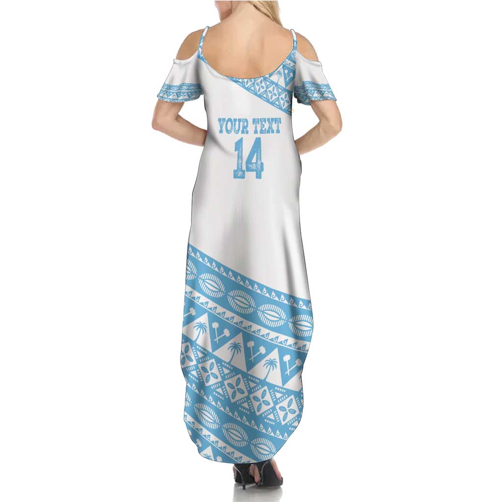 Fiji Rugby 2025 Custom Summer Maxi Dress Fijian Tapa Toso Viti Toso - White