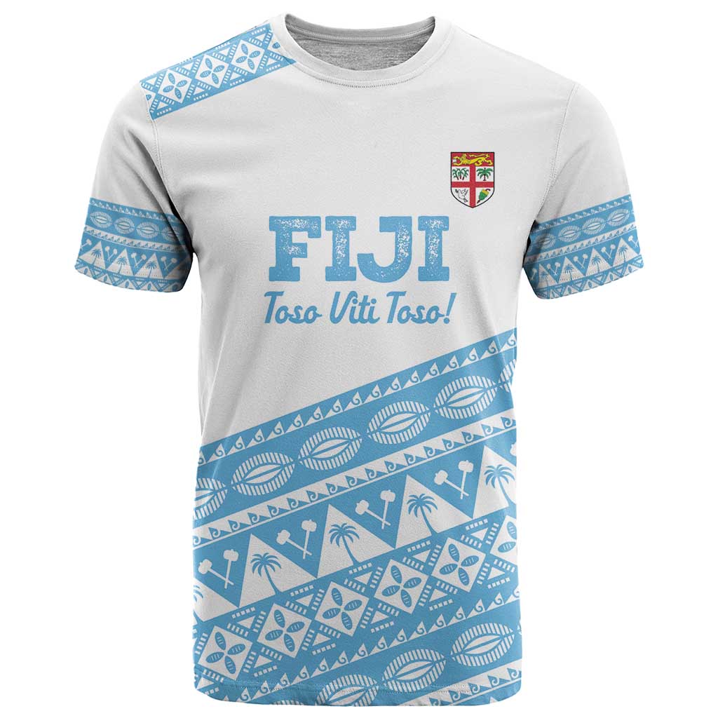 Fiji Rugby 2025 Custom T Shirt Fijian Tapa Toso Viti Toso - White LT14 White - Polynesian Pride