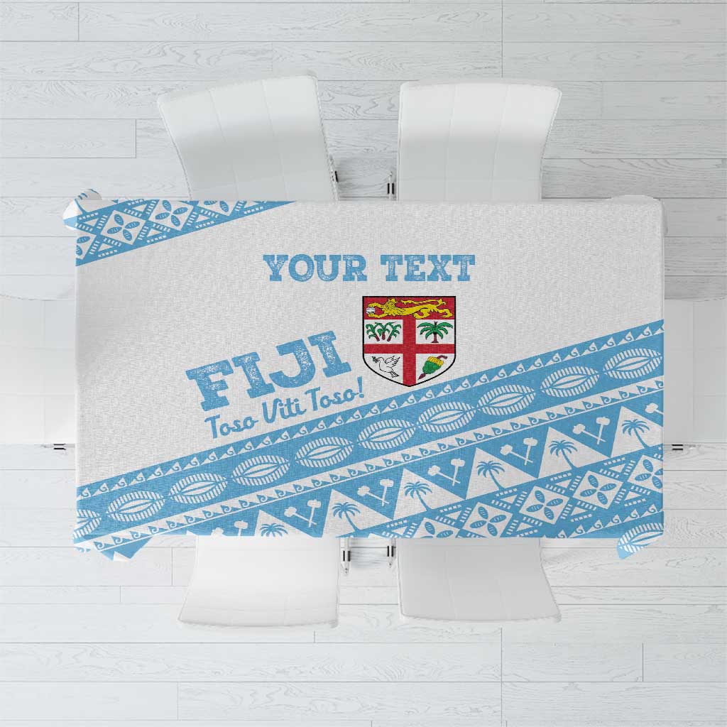 Fiji Rugby 2025 Custom Tablecloth Fijian Tapa Toso Viti Toso - White