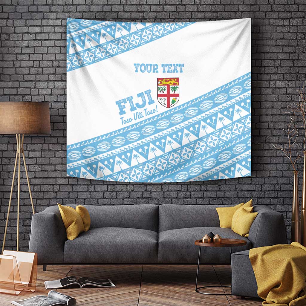 Fiji Rugby 2025 Custom Tapestry Fijian Tapa Toso Viti Toso - White LT14 White - Polynesian Pride