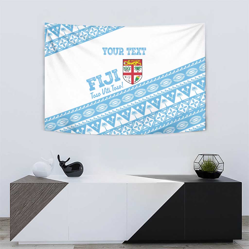 Fiji Rugby 2025 Custom Tapestry Fijian Tapa Toso Viti Toso - White LT14 - Polynesian Pride