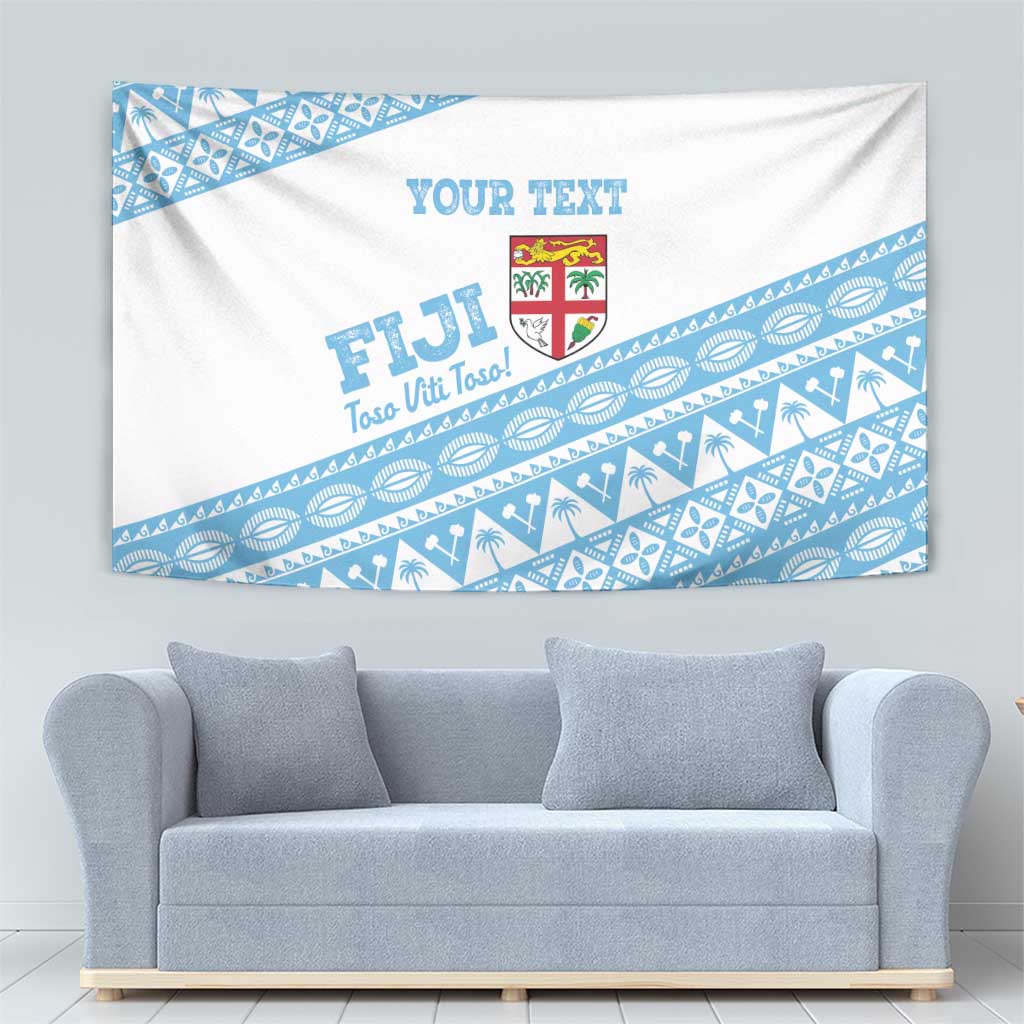 Fiji Rugby 2025 Custom Tapestry Fijian Tapa Toso Viti Toso - White LT14 - Polynesian Pride