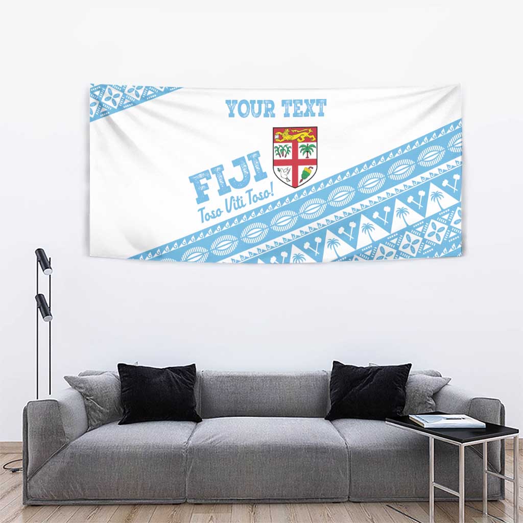 Fiji Rugby 2025 Custom Tapestry Fijian Tapa Toso Viti Toso - White LT14 - Polynesian Pride