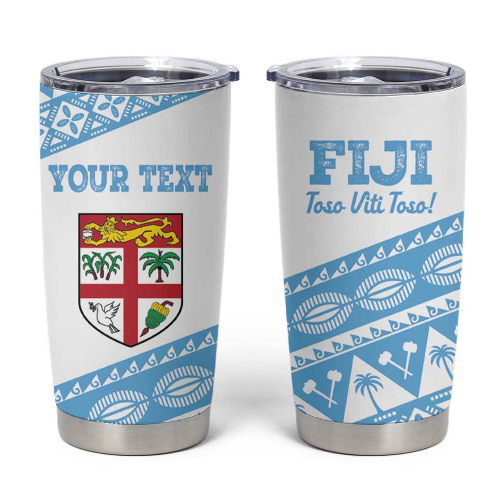 Fiji Rugby 2025 Custom Tumbler Cup Fijian Tapa Toso Viti Toso - White LT14 White - Polynesian Pride
