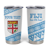 Fiji Rugby 2025 Custom Tumbler Cup Fijian Tapa Toso Viti Toso - White LT14 White - Polynesian Pride