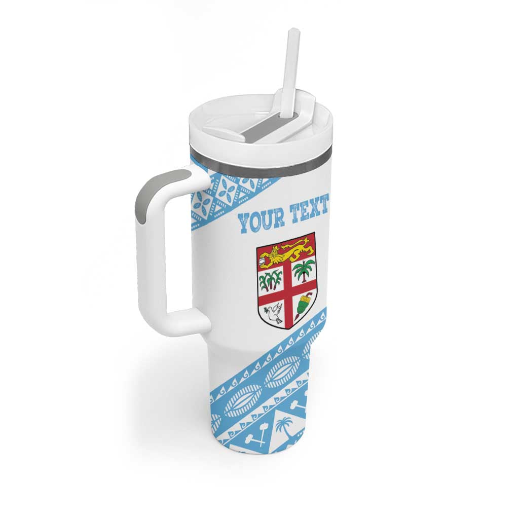 Fiji Rugby 2025 Custom Tumbler With Handle Fijian Tapa Toso Viti Toso - White LT14 - Polynesian Pride