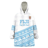 Fiji Rugby 2025 Custom Wearable Blanket Hoodie Fijian Tapa Toso Viti Toso - White LT14 One Size White - Polynesian Pride