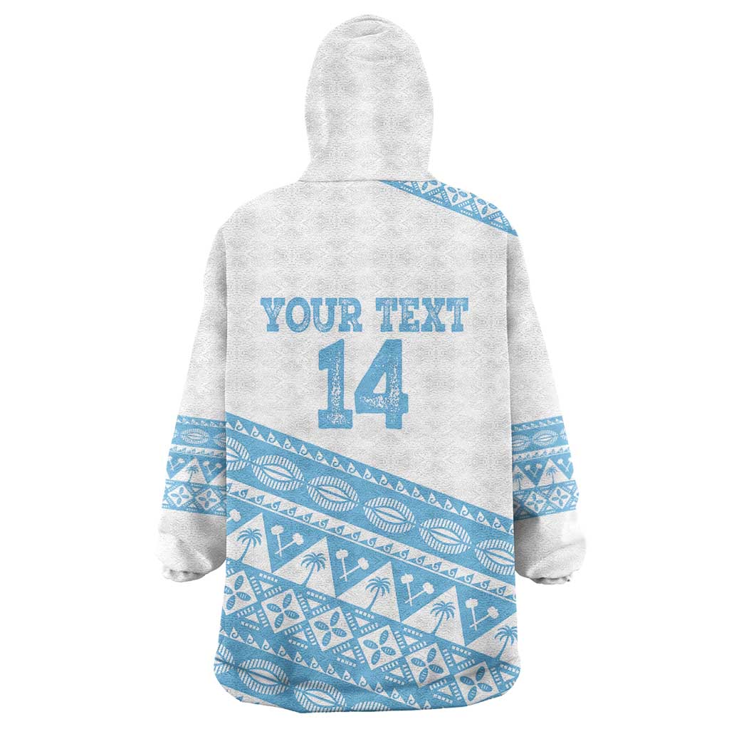 Fiji Rugby 2025 Custom Wearable Blanket Hoodie Fijian Tapa Toso Viti Toso - White LT14 - Polynesian Pride