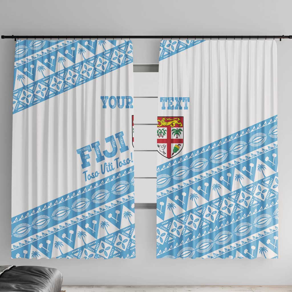 Fiji Rugby 2025 Custom Window Curtain Fijian Tapa Toso Viti Toso - White