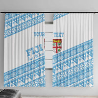 Fiji Rugby 2025 Custom Window Curtain Fijian Tapa Toso Viti Toso - White LT14 With Hooks White - Polynesian Pride
