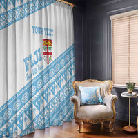 Fiji Rugby 2025 Custom Window Curtain Fijian Tapa Toso Viti Toso - White LT14 - Polynesian Pride