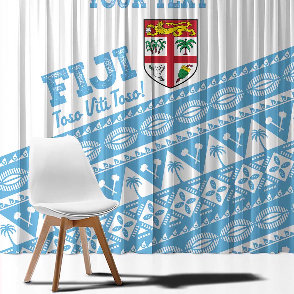 Fiji Rugby 2025 Custom Window Curtain Fijian Tapa Toso Viti Toso - White LT14 - Polynesian Pride