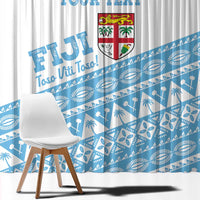Fiji Rugby 2025 Custom Window Curtain Fijian Tapa Toso Viti Toso - White LT14 - Polynesian Pride