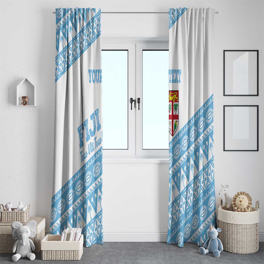 Fiji Rugby 2025 Custom Window Curtain Fijian Tapa Toso Viti Toso - White LT14 - Polynesian Pride