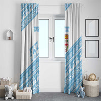 Fiji Rugby 2025 Custom Window Curtain Fijian Tapa Toso Viti Toso - White LT14 - Polynesian Pride