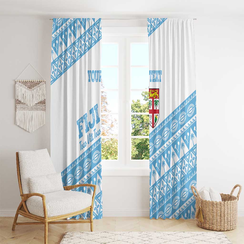 Fiji Rugby 2025 Custom Window Curtain Fijian Tapa Toso Viti Toso - White LT14 - Polynesian Pride