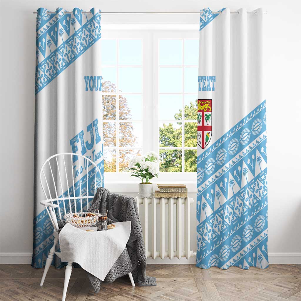 Fiji Rugby 2025 Custom Window Curtain Fijian Tapa Toso Viti Toso - White LT14 - Polynesian Pride