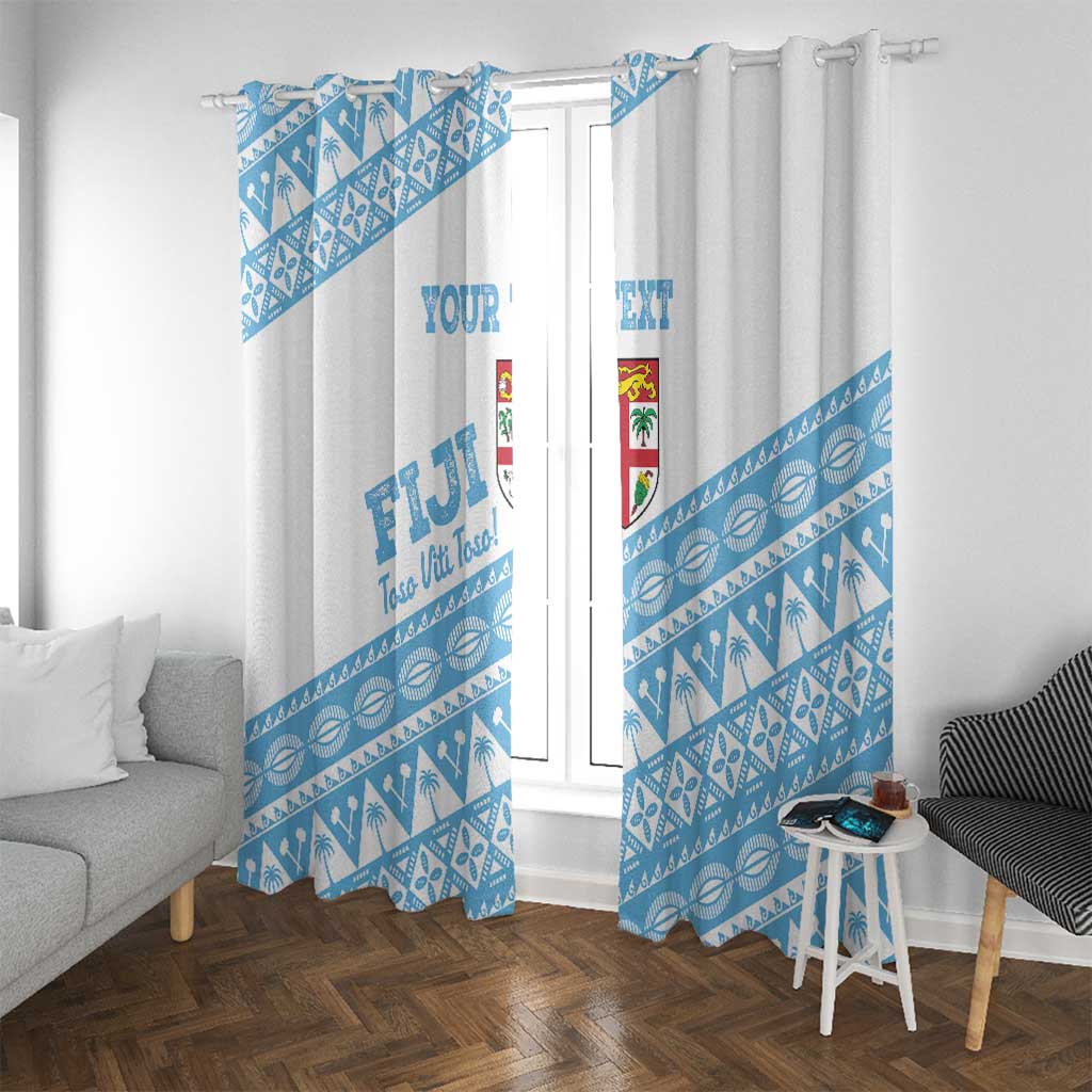 Fiji Rugby 2025 Custom Window Curtain Fijian Tapa Toso Viti Toso - White LT14 With Grommets White - Polynesian Pride