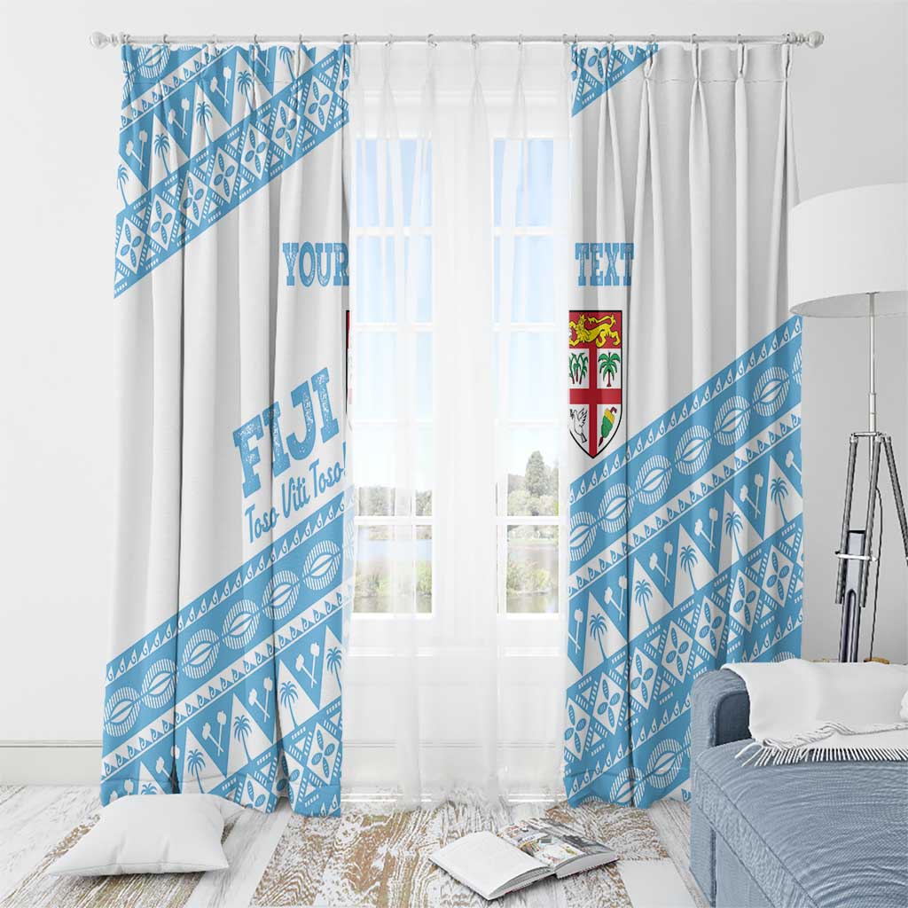 Fiji Rugby 2025 Custom Window Curtain Fijian Tapa Toso Viti Toso - White LT14 - Polynesian Pride