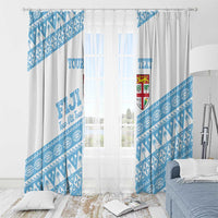 Fiji Rugby 2025 Custom Window Curtain Fijian Tapa Toso Viti Toso - White LT14 - Polynesian Pride