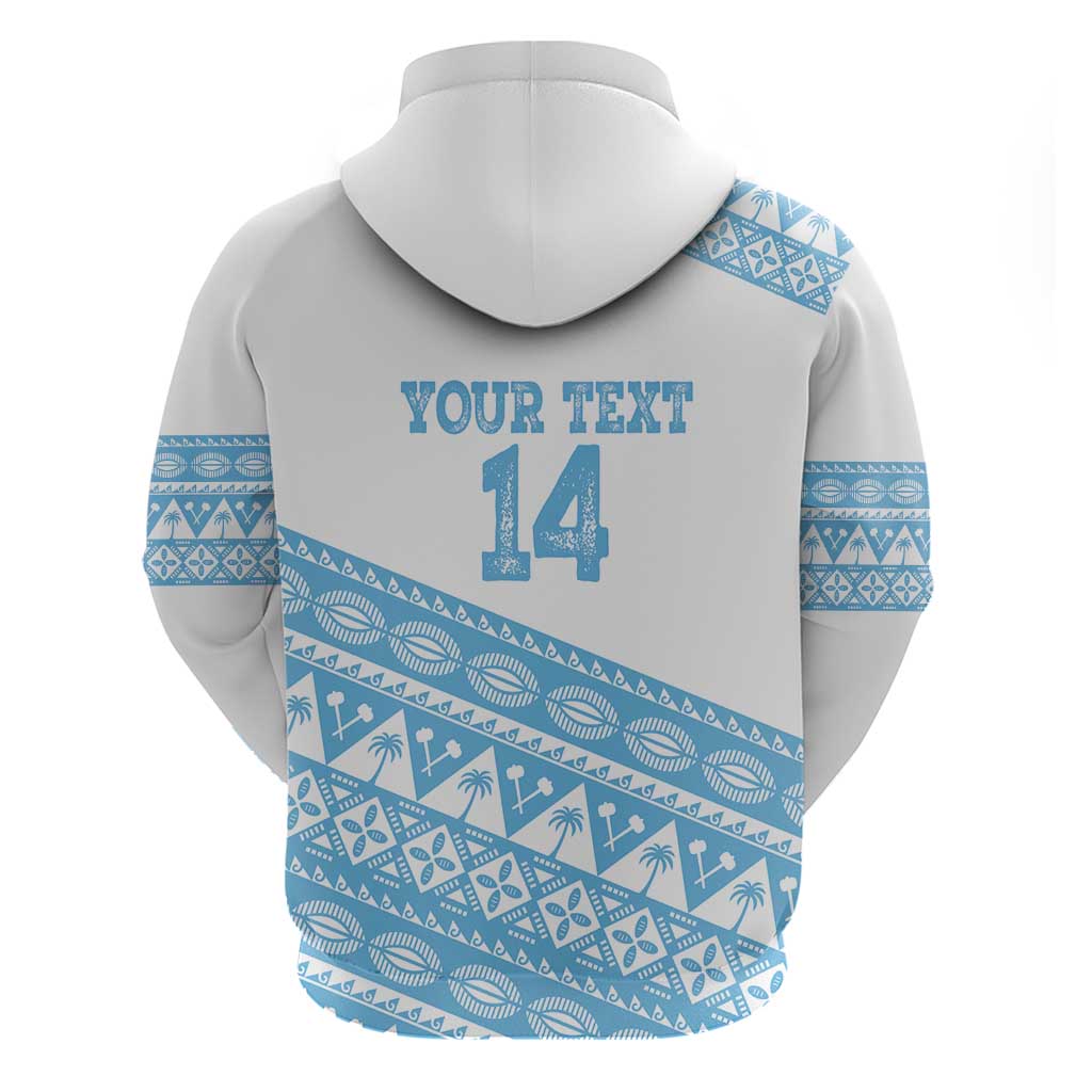 Fiji Rugby 2025 Custom Zip Hoodie Fijian Tapa Toso Viti Toso - White LT14 - Polynesian Pride