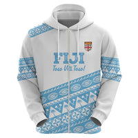 Fiji Rugby 2025 Custom Zip Hoodie Fijian Tapa Toso Viti Toso - White LT14 - Polynesian Pride