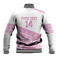 Fiji Rugby 2025 Custom Baseball Jacket Fijian Tapa Toso Viti Toso - Pink