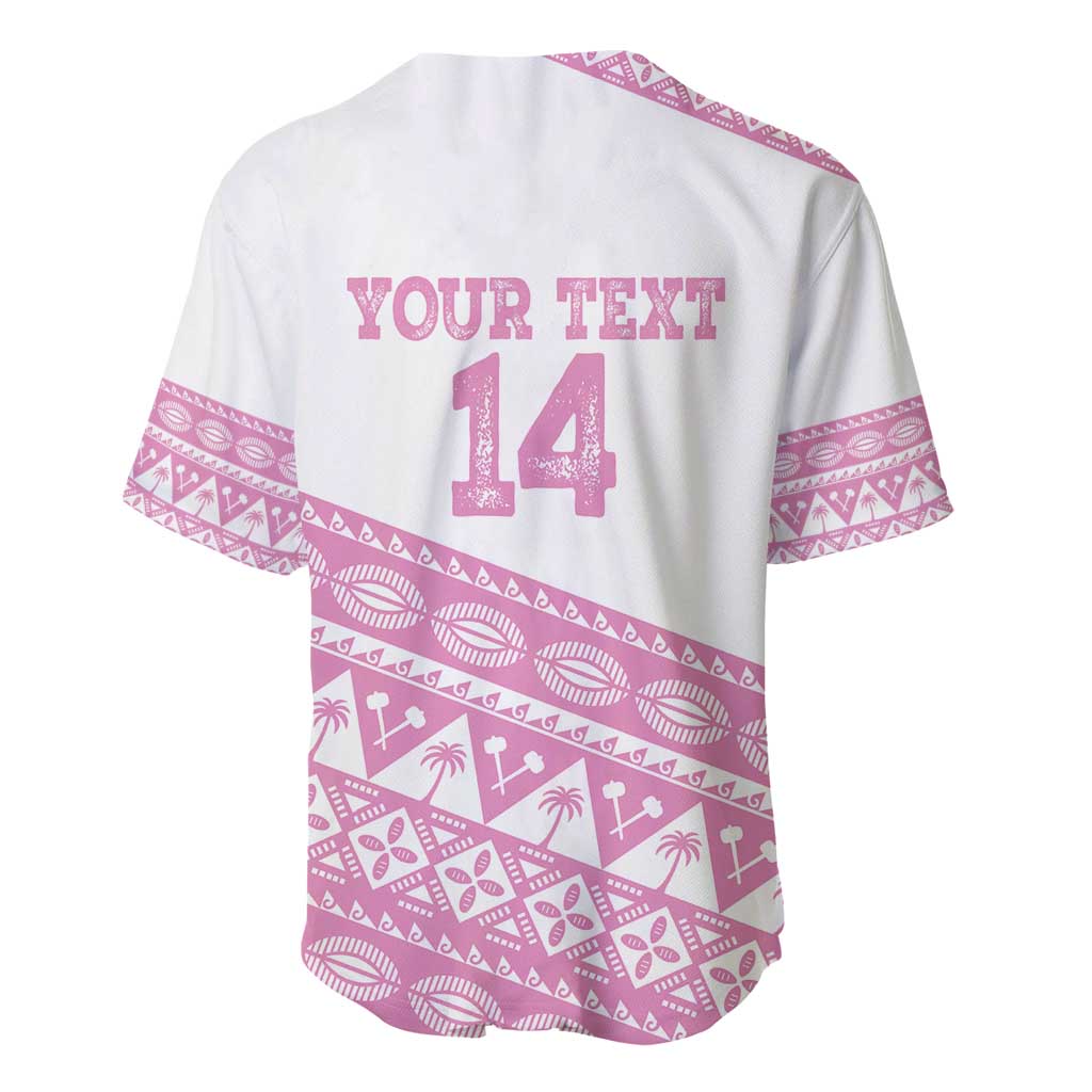 Fiji Rugby 2025 Custom Baseball Jersey Fijian Tapa Toso Viti Toso - Pink