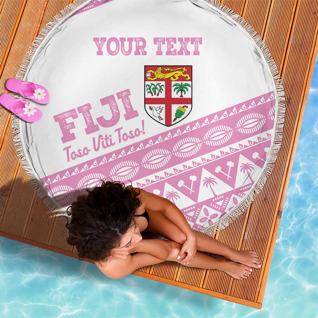 Fiji Rugby 2025 Custom Beach Blanket Fijian Tapa Toso Viti Toso - Pink LT14 - Polynesian Pride