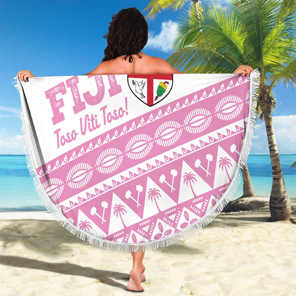 Fiji Rugby 2025 Custom Beach Blanket Fijian Tapa Toso Viti Toso - Pink LT14 - Polynesian Pride