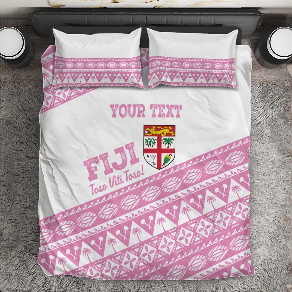Fiji Rugby 2025 Custom Bedding Set Fijian Tapa Toso Viti Toso - Pink