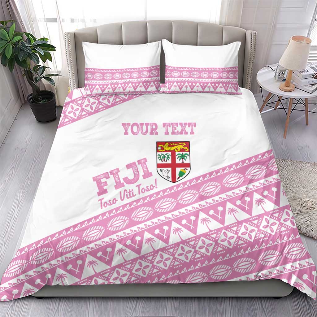 Fiji Rugby 2025 Custom Bedding Set Fijian Tapa Toso Viti Toso - Pink LT14 - Polynesian Pride