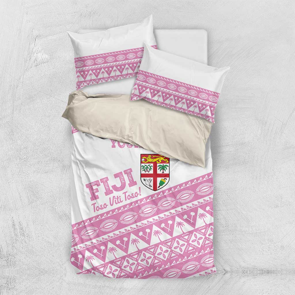 Fiji Rugby 2025 Custom Bedding Set Fijian Tapa Toso Viti Toso - Pink LT14 US Twin 172cm x 218cm Pink - Polynesian Pride