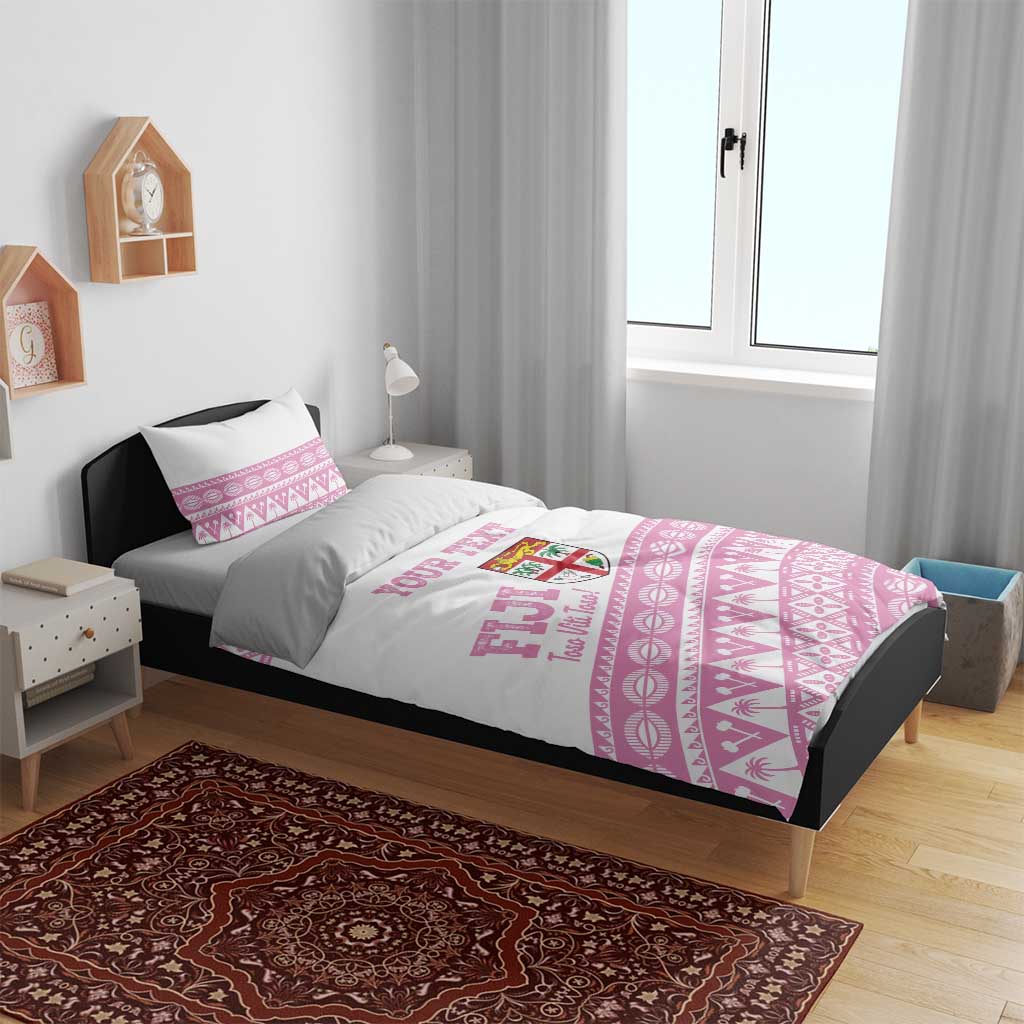 Fiji Rugby 2025 Custom Bedding Set Fijian Tapa Toso Viti Toso - Pink LT14 - Polynesian Pride