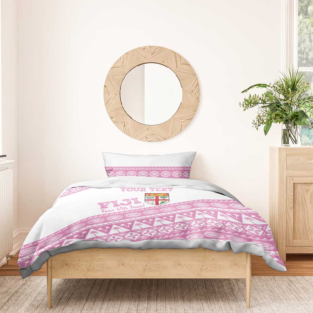 Fiji Rugby 2025 Custom Bedding Set Fijian Tapa Toso Viti Toso - Pink LT14 - Polynesian Pride