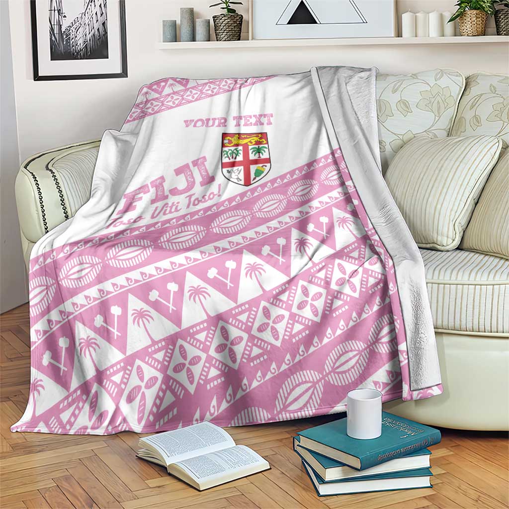 Fiji Rugby 2025 Custom Blanket Fijian Tapa Toso Viti Toso - Pink