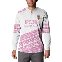 Fiji Rugby 2025 Custom Button Sweatshirt Fijian Tapa Toso Viti Toso - Pink