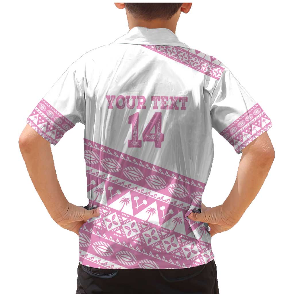 Fiji Rugby 2025 Custom Family Matching Mermaid Dress and Hawaiian Shirt Fijian Tapa Toso Viti Toso - Pink LT14 - Polynesian Pride