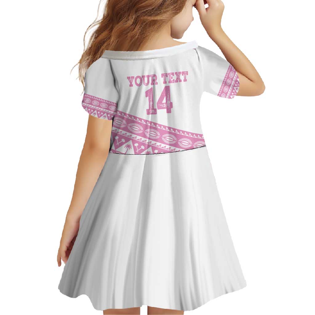 Fiji Rugby 2025 Custom Family Matching Off Shoulder Maxi Dress and Hawaiian Shirt Fijian Tapa Toso Viti Toso - Pink LT14 - Polynesian Pride