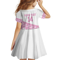 Fiji Rugby 2025 Custom Family Matching Off Shoulder Short Dress and Hawaiian Shirt Fijian Tapa Toso Viti Toso - Pink LT14 - Polynesian Pride