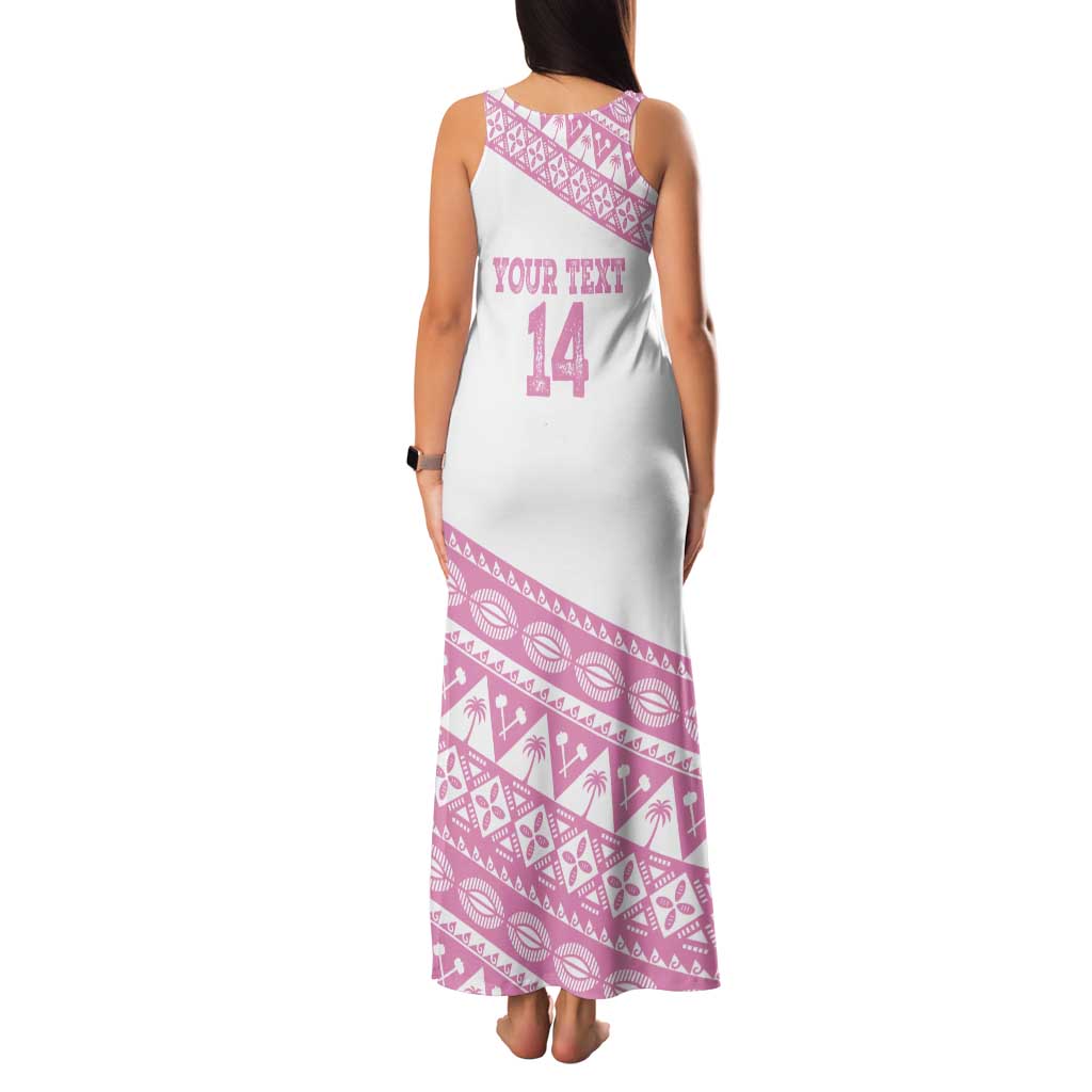Fiji Rugby 2025 Custom Family Matching Tank Maxi Dress and Hawaiian Shirt Fijian Tapa Toso Viti Toso - Pink