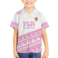 Fiji Rugby 2025 Custom Family Matching Tank Maxi Dress and Hawaiian Shirt Fijian Tapa Toso Viti Toso - Pink