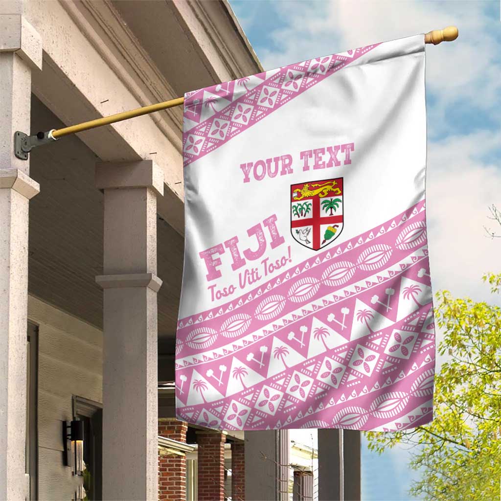 Fiji Rugby 2025 Custom Garden Flag Fijian Tapa Toso Viti Toso - Pink LT14 House Flag Pink - Polynesian Pride