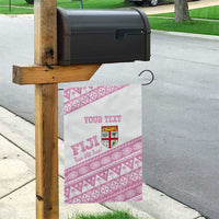 Fiji Rugby 2025 Custom Garden Flag Fijian Tapa Toso Viti Toso - Pink LT14 - Polynesian Pride
