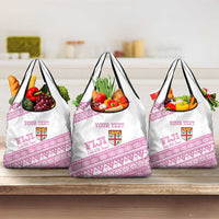 Fiji Rugby 2025 Custom Grocery Bag Fijian Tapa Toso Viti Toso - Pink LT14 3-pack One Size Pink - Polynesian Pride